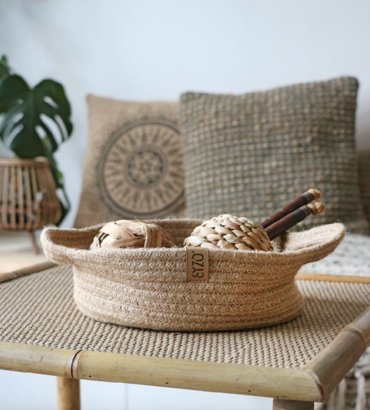 Panier de Rangement Plat Jute (Beige)