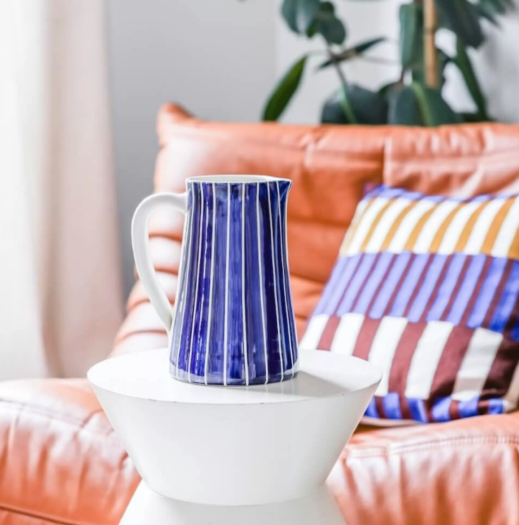 Pichet Rayé Bleu