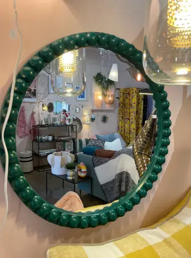 Miroir Rond (cadre boules vertes)