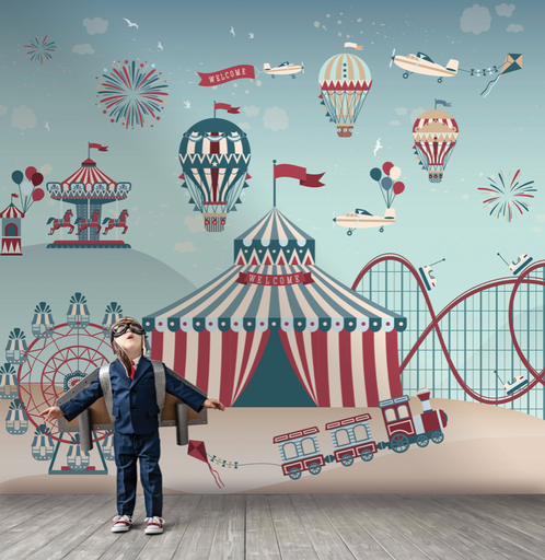 Papier Panoramique Circus Bleu Koppel
